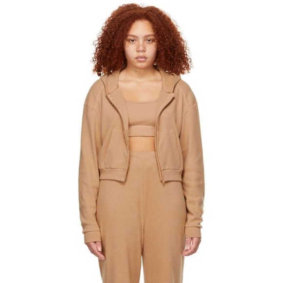 SKIMS NWT Brown Zip Up Soft Hoodie Long Sleeve Women’s Size 4XL Velour Jacket‎ - Picture 1 of 9